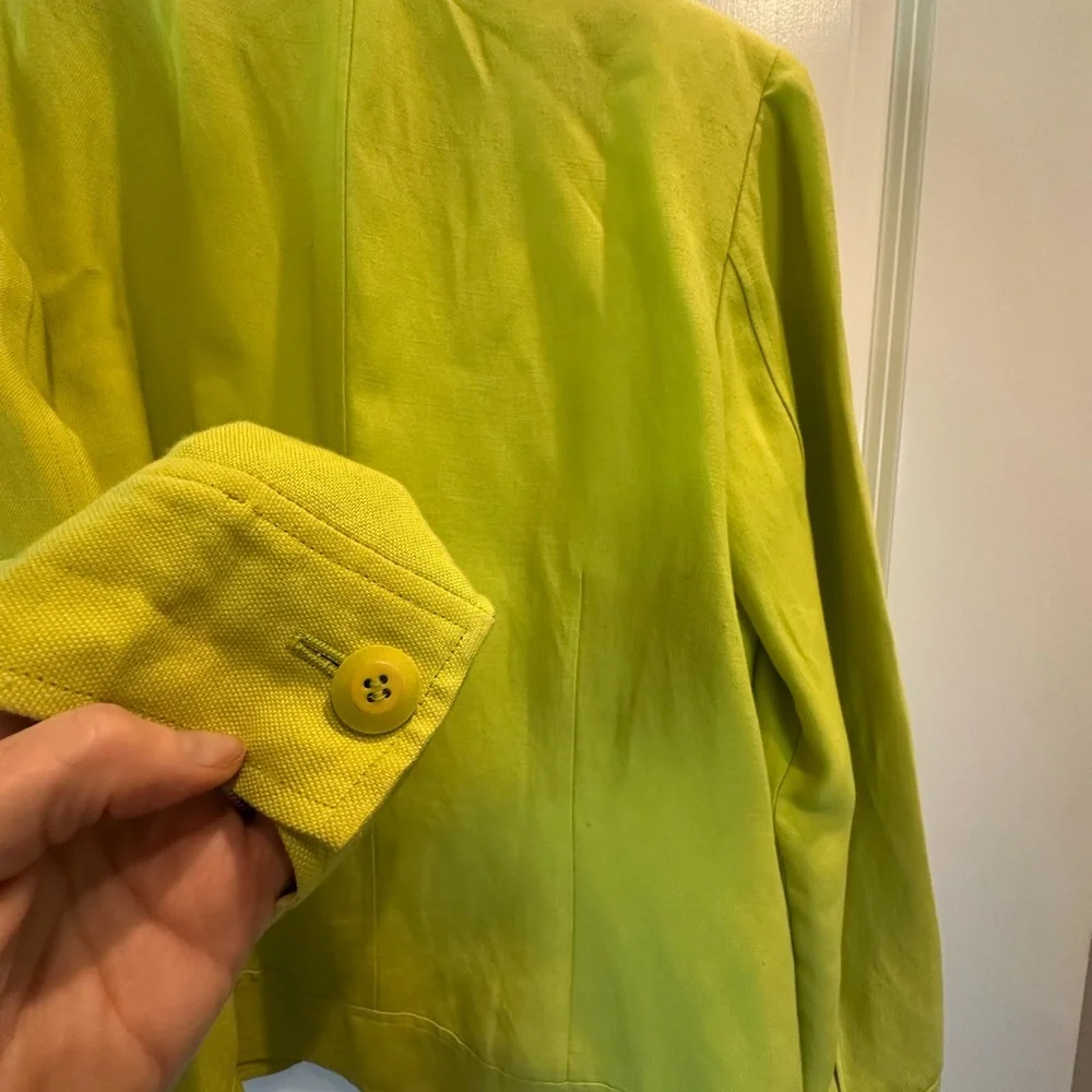 Dana Buchman Like New Neiman Marcus Linen Citron Yellow Green Women's Jacket VTG - Picture 7 of 13